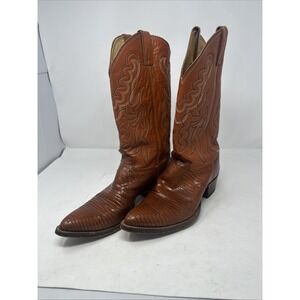 Justin Boots Style 9087 Brown Exotic Lizard Skin Western Cowboy Boots Size 10D